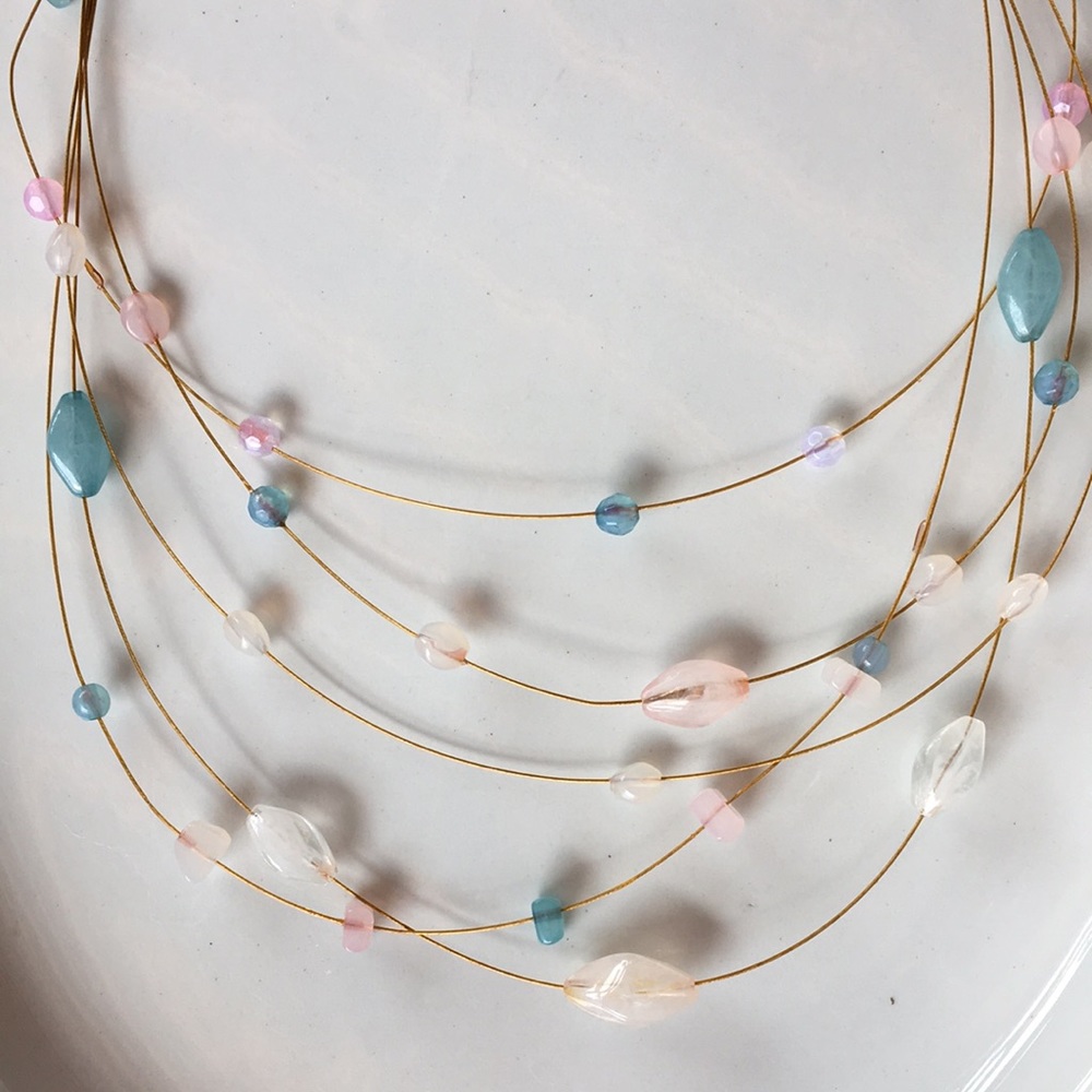 Pretty Pastel Beaded Choker Style Necklace
